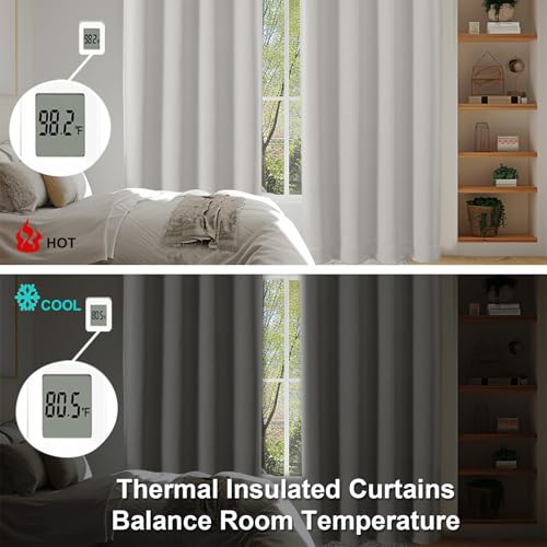 Image of Simplebrand Ava Natural Extra Long 10ft Curtains for Patio 120 Inches Long 2 Panels Set, Room Darkening Solid Thermal Insulated Energy Saving Rod Pocket Window Treatment Curtains Drapes, 50 Wx120 L