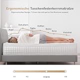 Hiepunos Matratze 140x200 cm 26cm Höhe 7-Zonen Federkernmatratze Orthopädische...