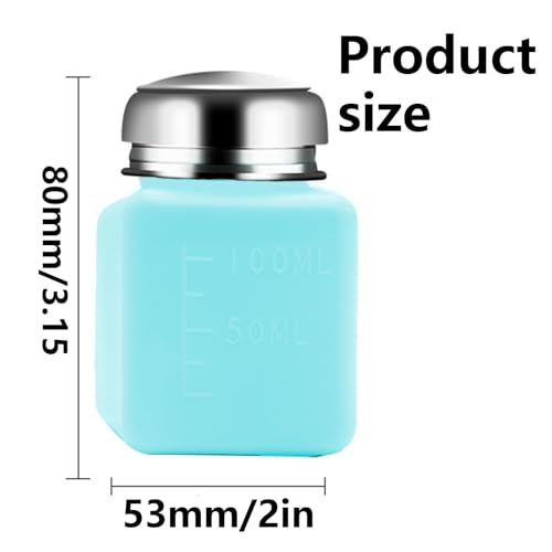 2PCS 120ml(4oz) Push Down Alcohol Dispenser Pump Bottle, Refillable Liquid Press Container for Cleanser & Nail Polish Remover, Blue2