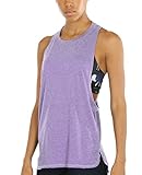 icyzone canotta donna sportiva senza schienale lunga, traspirante e sciolto t-shirt per fitness yoga corsa (l,lavanda)