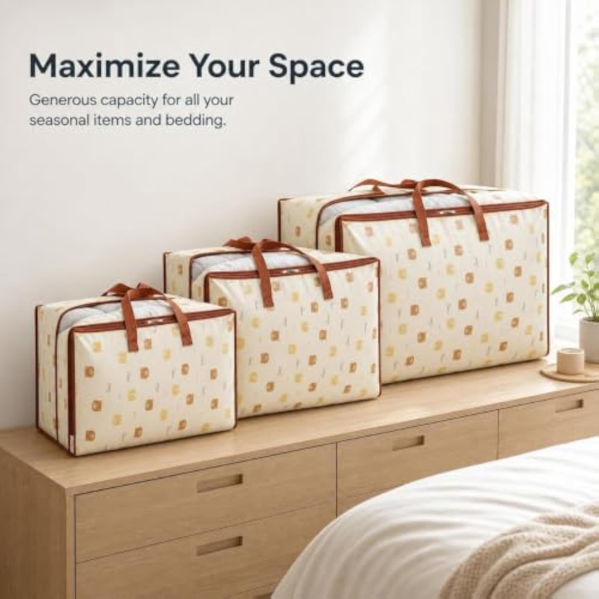 Large Capacity Oxford Fabric Storage Bag for Quilts and Clothes, 2-Pack