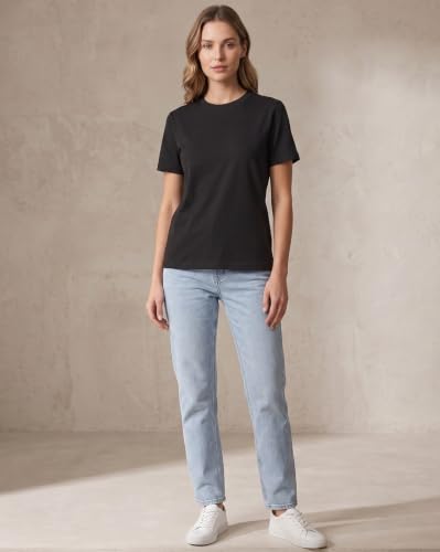 Image of NOBERO 100% Cotton T-Shirts for Women Stylish | Regular Fit | Solid T Shirts for Women 180 GSM Combed Cotton | Crew Neck Half Sleeve