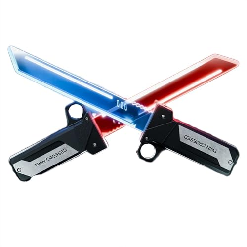 Sparkblade Épée avec double lumière LED et effet pulvérisateur, sabres laser rétractables, épées lumineuses, recharge USB-C, parfaite pour Halloween, Noël, Nouvel An, fête, cosplay, rave