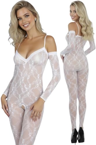 Image of ToBeInStyle Women's Long Sleeve Bodystocking Bodysuit Lingerie Regular & Plus Sizes