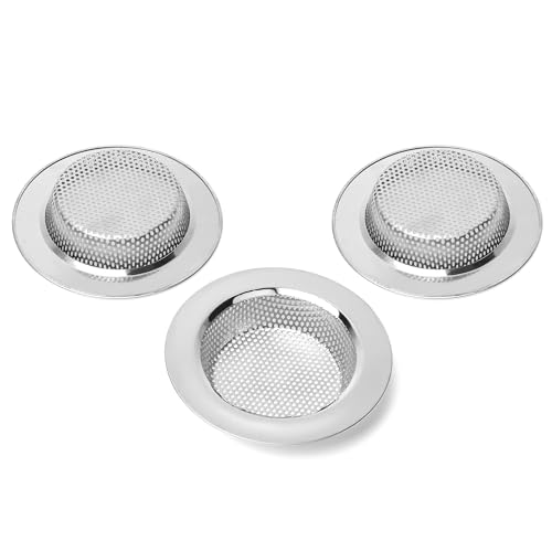 Qinglele Lot de 3 Crépines d'Évier Tamis en Acier Inoxydable pour Évier, Éviter Le Colmatage, Diamètre Extérieur 112 mm (Grand)