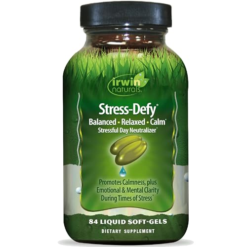 Irwin Naturals Stress-Defy Mood Support – 84 Liquid Soft-Gels – Calm, Balance & Emotional Wellness