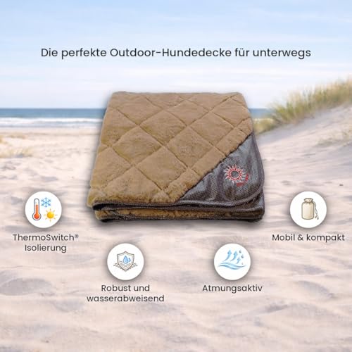 ThermoSwitch Hundedecke Samos, Thermo-Isolierende Hundedecke, Wasserabweisend, Maschinenwaschbar, Transportbeutel (Braun, 140x100cm)