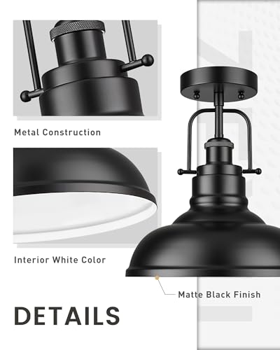 Image of zeyu 11 Inch Semi Flush Mount Ceiling Light, Black Finish, ZY41-F BK