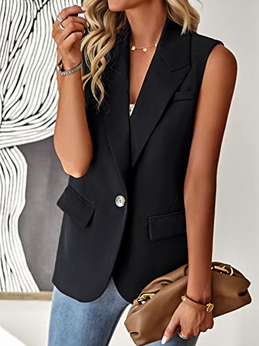 Womens Sleeveless Blazer Vest Open Front Lightweight Casual Blazer Fashion Work Office Waistcoat Vest with Pockets4