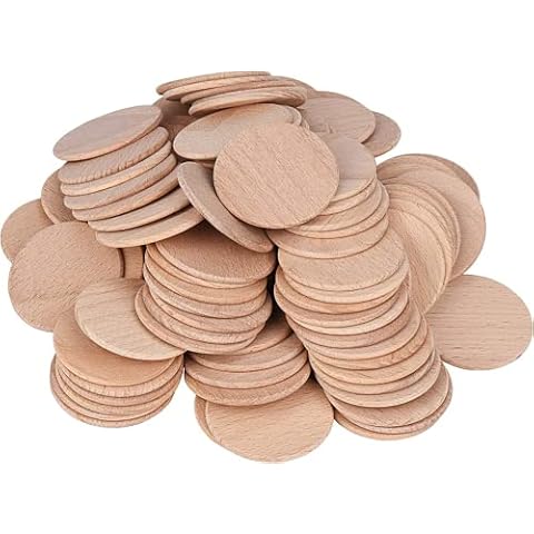 100pcs Natural Wood Slices Unfinished Round Discs Wooden Circles Ready to Be Painted and Decorated(25mm/1.0inch) Cover