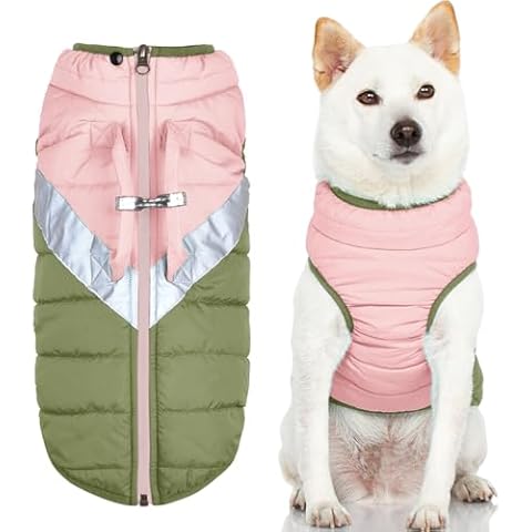 Gooby Mountaineer Dog Jacket - Peach, Medium - Warm Zip Up Coat with Lift Handle and Dual O Ring Leash - Winter Water Resistant Small Dog Sweater - Dog Clothes for Small Dogs and Medium Dogs Cover