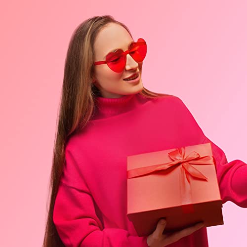 RTBOFY 2 Pack Red and Green Heart Sunglasses, Heart Shaped Sunglasses with Transparent Candy Color for Christmas Party Favor… - Thumbnail 6