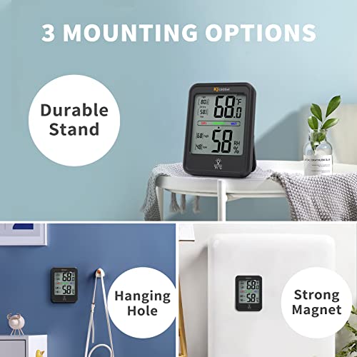 3.8 Inch Indoor Thermometer For Home, Temperature And Humidity Monitor, Room Thermometer Hygrometer With Magnetic, Temperature Humidity Gauge Comfort Indicator For Home Office Greenhouse-2Pack #TOP4