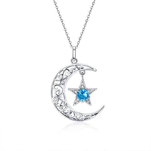 Pendentifs pour femmes lune étoile en argent, le cadeau de bijoux idéal et romantique