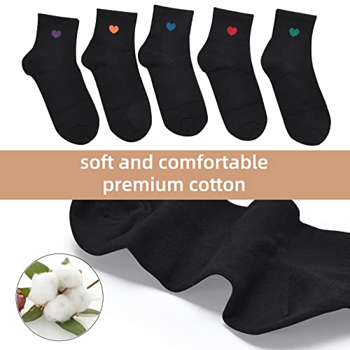 Image of Corlap Women's Cotton Crew Socks - Ankle High Fun Cute Heart Casual Dress Athletic Socks - 5Pairs Gifts for Mother /Her