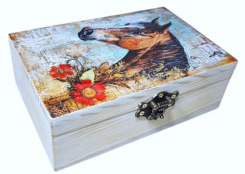 RK Collections Horse Jewelry Trinket Keepsake Box. Animal Home Decor, Gifts for Horse Lovers Case/Holder. (6.5" Horse)