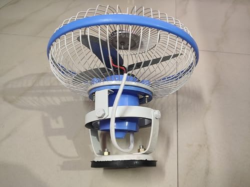Image of Generic 8 Inch 12Volt High Speed 4 Blade DC Fan for Car /Bus /Trucks /Auto - Modern Oscillating Wall Mount Electric Fan - Multicolour