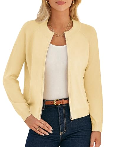 Image of GRACE KARIN Womens Long Sleeve Zip Up Cardigan Sweaters Lightweight Sweater Jacket Knitted Fashion Clothes