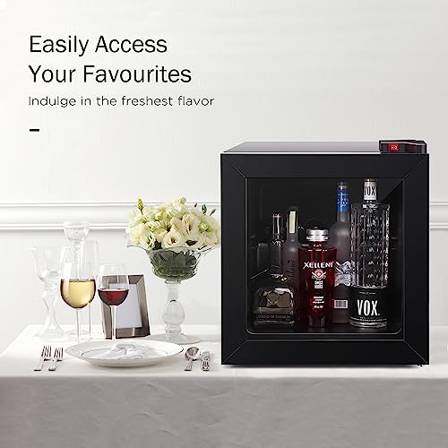 ADT Mini with Display Glass Door 1.1 Cu Ft Small Freezer with 2 Removable Shelves 7 Temperature Settings -8°F to 14°F Perfect for Liquor and Ice Cream
