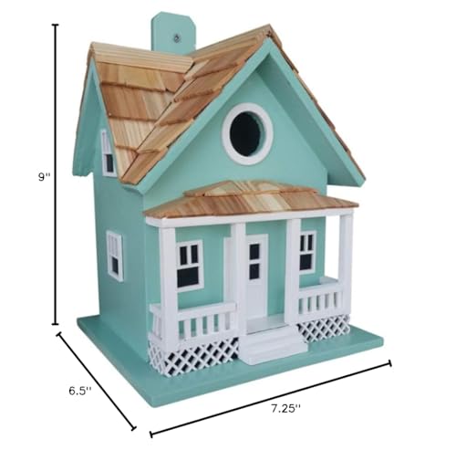 Home-Bazaar-Hand-Made-Beachside-Cottage-Seafoam-Blue-Bird-House-Nature-Friendly-Seafoam-Blue Home Bazaar Hand Made Beachside Cottage Seafoam Blue Bird House Nature Friendly Seafoam Blue