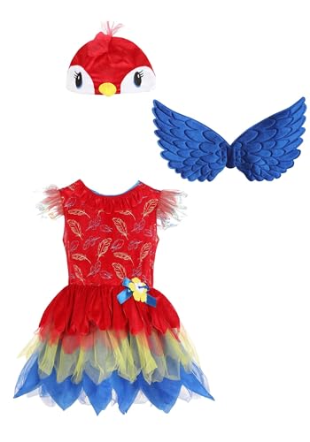 Disfraz de Loro Tropical para Niñas, incluye alas y tocado miniatura 4