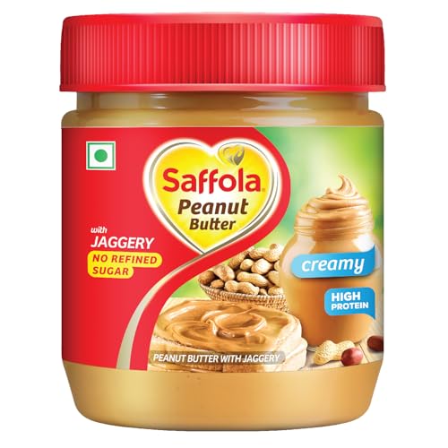 Image of Saffola Peanut Butter with Jaggery, Creamy 350 gm | High Protein Peanut Butter | No Refined Sugar