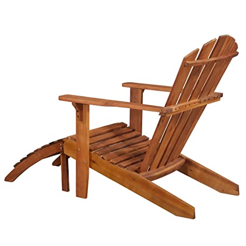Wehuosif Patio Adirondack Chair With Footrest,Beach Lounge Chairs,Pool Deck Chairs,Patio Lounger,Lawn Chairs,Portable Recliner, For Beach, Sunbathing, Patio, Pool, Lawn, Deck,Solid Acacia Wood #TOP2