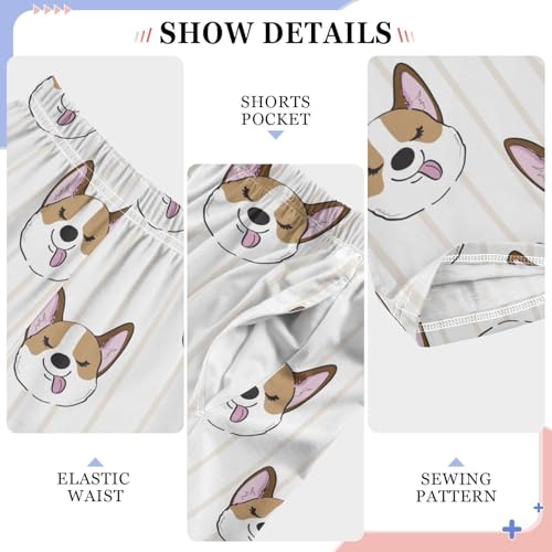 Boys' Pants Funny Corgi Dog Head Long Bottoms Jogger Pants Elastic Waist Trousers with Pockets S-XL4