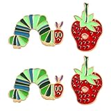 Ximimark 4 pcs Cute Caterpillar Strawberry Brooch for Women - Cartoon Trinket Alloy Badge