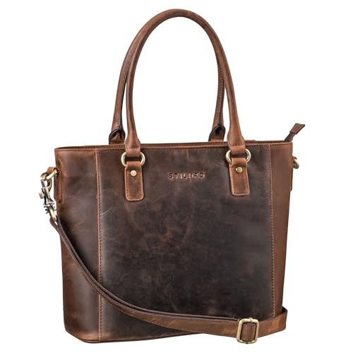 Sac cabas cuir marron STILORD Abigail vintage élégant business