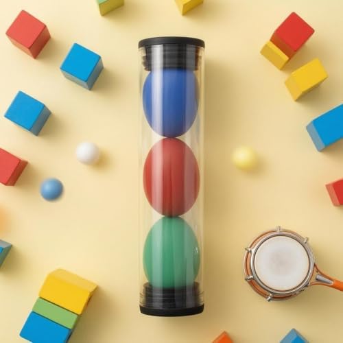 YIJU Children Percussion Egg Bead Rattle Clear Body with Ebony Ends for Early Music Learning Group Activities Music Practice 19cmx4.5cm — view 4