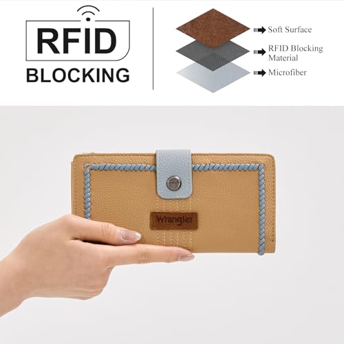 Image of Montana West X Wrangler Women Wallets Minimalist Compact Credit Card Organizer for Woman Ladies Female Rfid Bifold Travel Wallet with Zipper Pocket