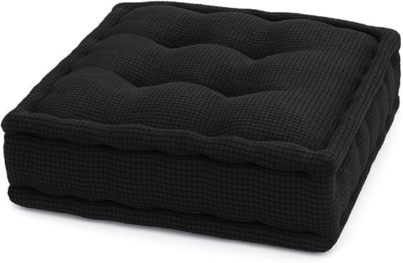 Pack of 1 Large Square Booster Cushion Black 45x45x10cm – Soft Fleece Seat Pad for Armchair, Sofa, Office & Dining Chairs – Firm Support for Elderly, Pregnant Women, Post Surgery & Home Comfort
