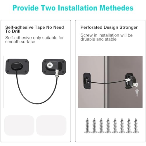 Image of ­ Door Lock With Key And Adhesives, Cabinet Restrictor Cable For Baby And Toddler, Lock For Cupboards, Drawers, Fridge, Wardrobe, Multicolor,1 Count
