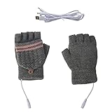 DERCLIVE Gants Chauffants USB Hommes Femmes Hiver Chauffage Électrique Gants de Sport Chauds Mitaine Noir/Gris/Rouge
