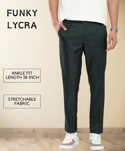 Image of MALENO Slim Fit Ankle Length Cotton Lycra Blend Formal Trouser for Men | Stretchable Ankle Length Formal Pant for Men
