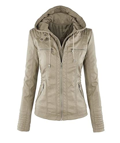 Veste en polyuréthane femme XL grise zippée coupe motard mi-saison
