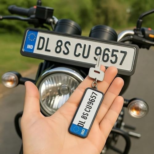 Image of Custom Car Photo Resin Keychain with Number | Personalized Vehicle Image Keyring | Stylish Gift for Car Owners