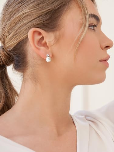 SWEETV Minimalist Pearl Drop Dangle Earrings for Women, Elegant Wedding Bridal Stud Earrings for Brides Bridesmaids,Prom Jewelry Gifts2