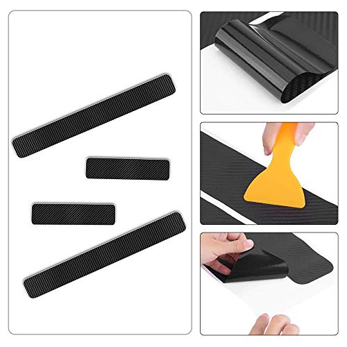 Muchkey For Charger 4D Carbon Fiber Car Door Plate Door Sill Scuff Plate Cars Sticker Anti-Kick Scratch Auto Accessories Car-Styling Car Decoration Red #TOP1