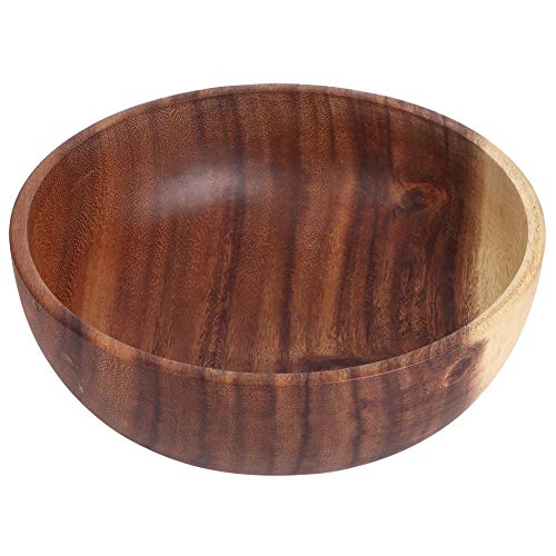 QANYEGN Large Wooden Salad Bowl, Rod Serving Bowl, Environmentally Friendly Food Container for Fruits or Salads