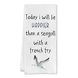 Cilrii Funny Seagull Kitchen Towels,Funny Seagull Hand Towels,Funny Seagull Dish Towels,Seagull Lovers Gifts for Women,Funny Seagull Tea Towels for Kitchen Bathroom Decor 16 X 24
