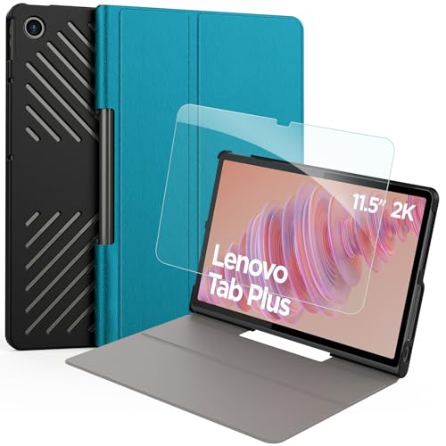 EasyAcc Hülle für Lenovo Tab Plus (TB351FU) 11.5 Zoll 2024 mit Schutzfolie - Ultra Dünn mit Standfunktion Slim PU Leder Smart Schutzhülle, Dunkles Nachtgrün