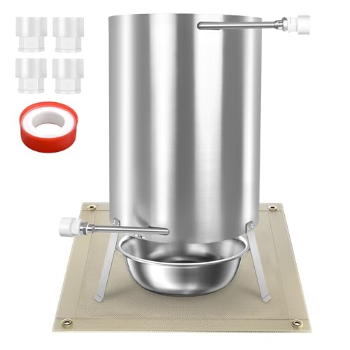 SAILUN Pool Heater with Fire, 32/38mm Stainless Steel Connections Fire Barrel Firewood Pool Heater with Heating Coil for Swimming Pools, Pool Stove Heaters incl. Mat & Residue Ash Catch Tray