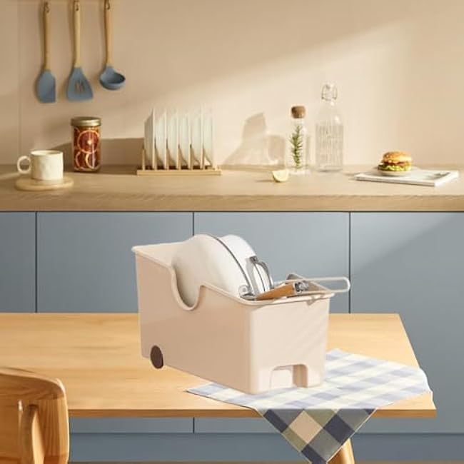 Storage Basket Storage Box with Wheels Storage Container Rolling Storage Bin for under Sink Home Office Garage Kitchen Closet, A 39x16.5x20cm