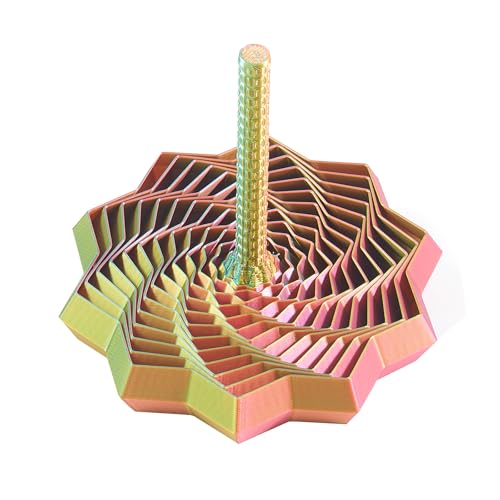 Image of 3D Printed Expanded Sensory Fidget Star, Custom Dual /Tri /Quad-Color Printing,Dual Motion Hypnotic Spiral for ADHD Focus & Stress Relief,Office Desktop Fidget Toy (Red-Gold-Green, S-13 Rings)