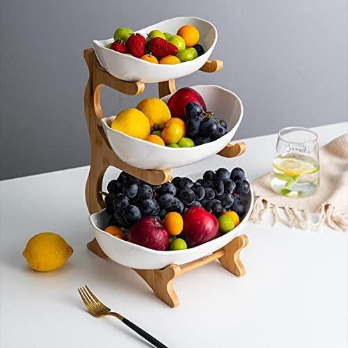 Image of Fruit Stand 3 Tier Fruite Bowl with Plastic Stand, Snack Candy Plata Fruit Basket Vegetable Sweets Shelves Fruit Basket Storage, Snack Candy Plata Fruit Plata Living Room Decoration