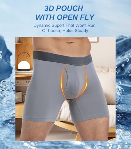 COLORFULLEAF Men's Underwear Soft Comfort Breathable Moisture Wicking Boxer Briefs for Men Packs 3D Pouch Open Fly4