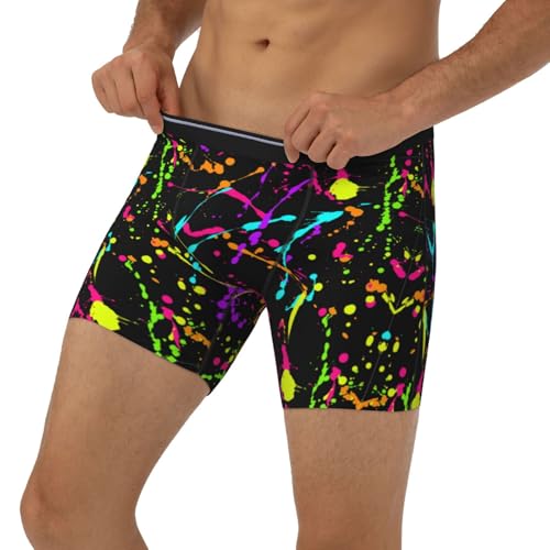 Glow In Dark Splatter Neon Men'S Boxer Briefs Soft Stretch Underwear Fashion Briefs For Men Teens2