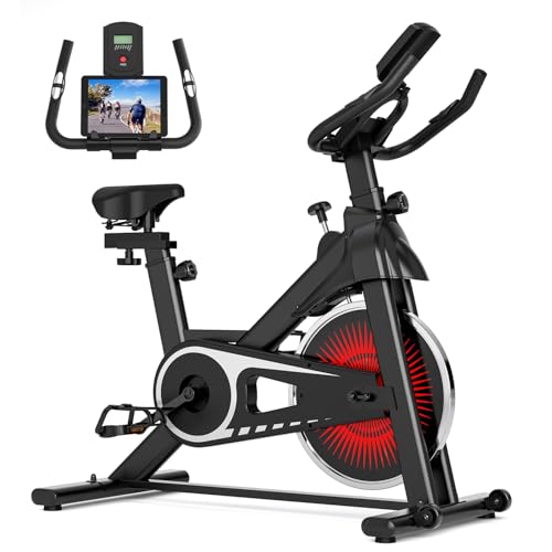 Image of Exercise Bike,Adjustable Resistance Indoor Cycling Bike for Home Exercise - Stationary Bike with Smartphone Holder, LCD Display & Heart Rate Monitor
